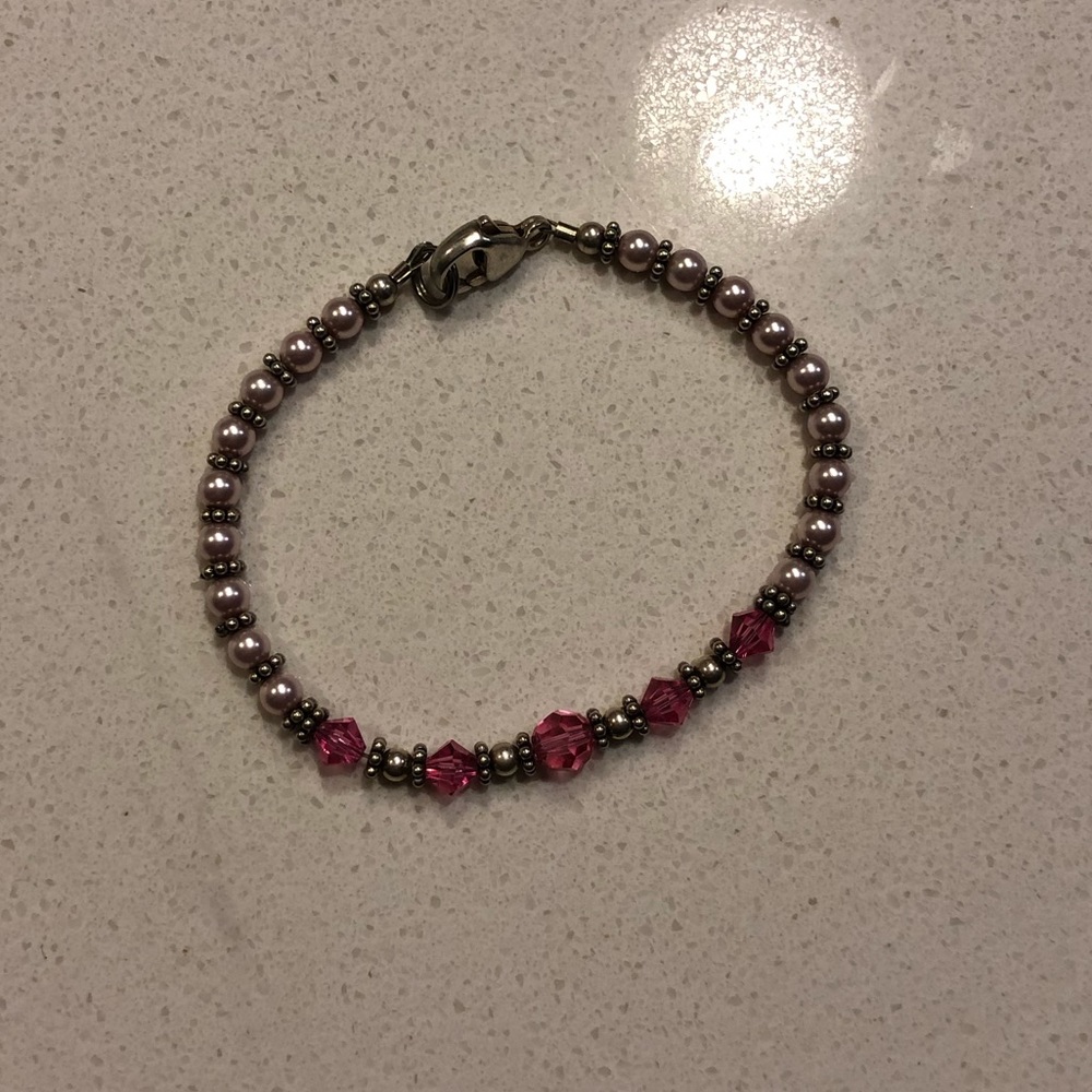 Silver and pink bracelet